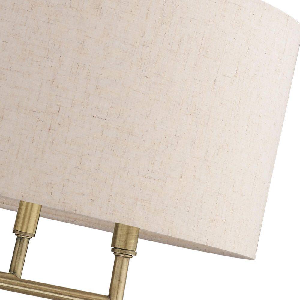Antique Brass 6-Light Pendant Chandelier with Oatmeal Shade