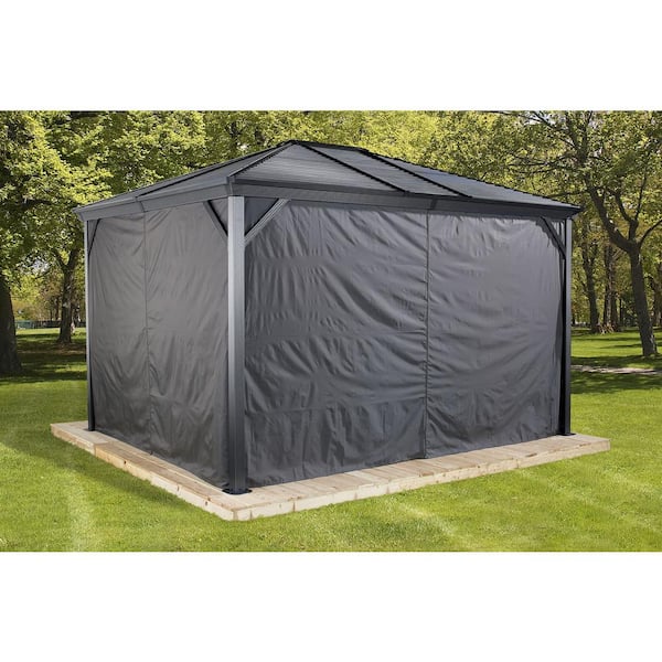 Ventura 10 ft. x 12 ft. Grey Polyester Curtains For Gazebo