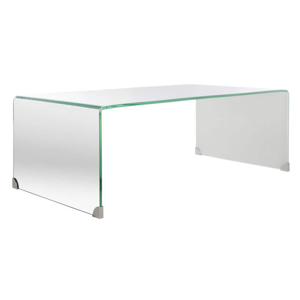 Crysta 47'' Clear to White Ombre Glass Rectangular Coffee Table