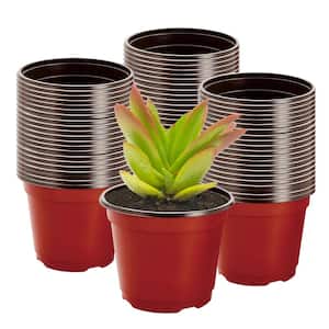 4 in. Red Plant Pots Small Plastic Plants Nursery Pots Seedling Flower Plant Container (40-Pack)