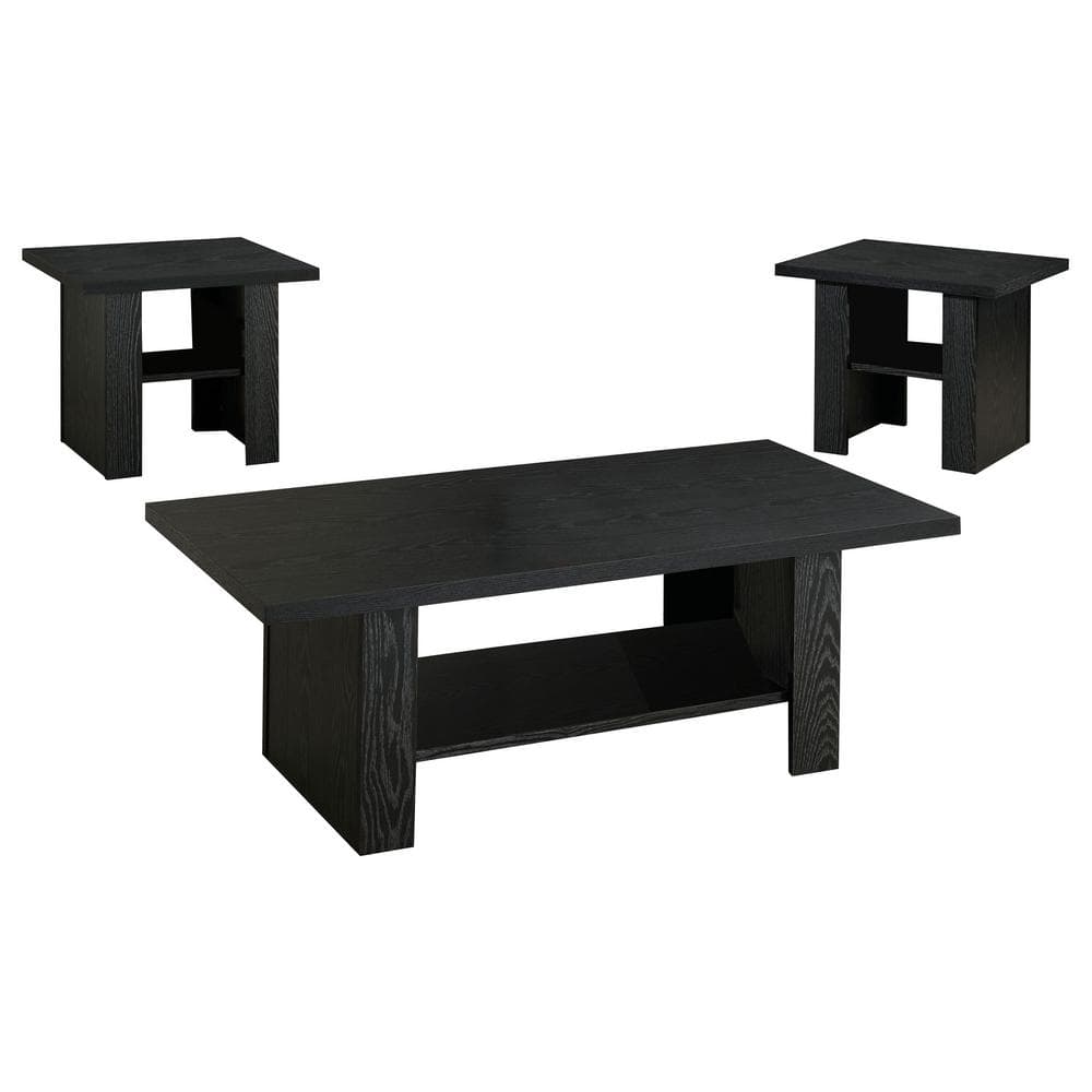 Black Oak 3-Piece Rectangular Coffee and End Table Set