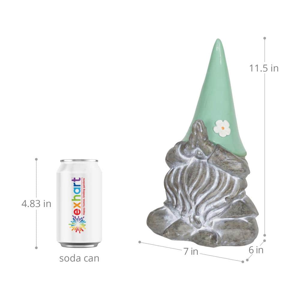 Solar Powered Resin Meditating Gnome with LED Hat, 11 Inch