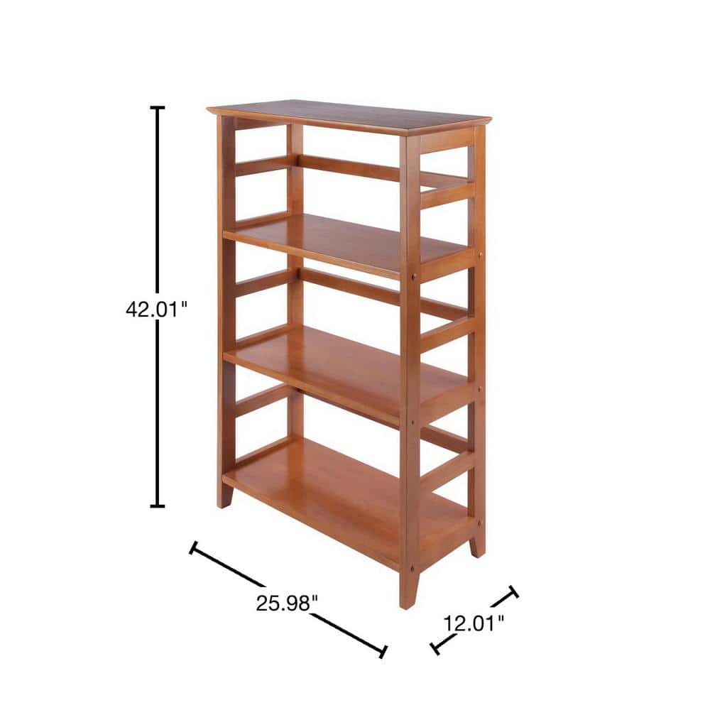 42" Honey Pine Wood 3-Tier Studio Bookshelf
