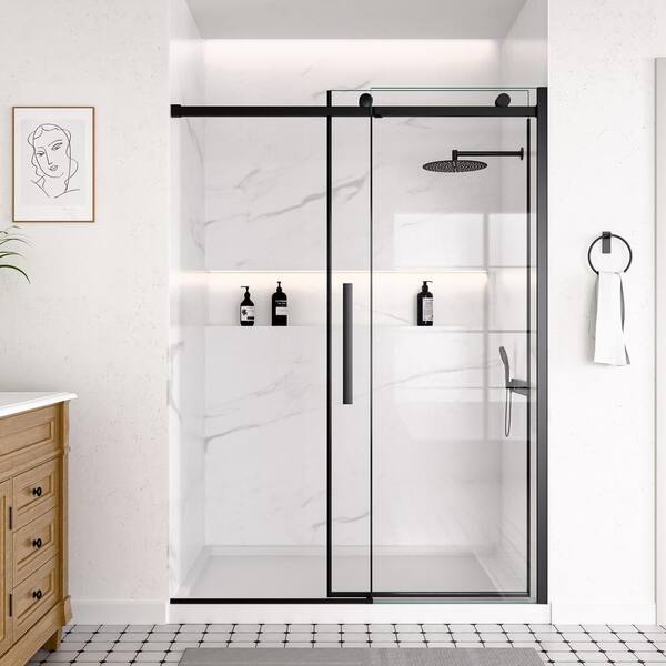SHAAMA 58 to 60 in. W x 74 in. H Soft-Close Frameless Sliding