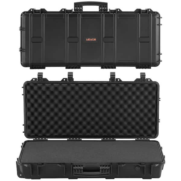 Hard Rifle Case, Lockable Rifle Case with 4 Layers Pre-Cut Foams, 36 in. Gun Storage with Wheels, IP67 Waterproof Black