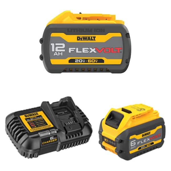 FLEXVOLT 20V/60V MAX Lithium-Ion 12.0Ah Battery Pack, 6.0Ah Battery Pack and 6 Amp Output Charger