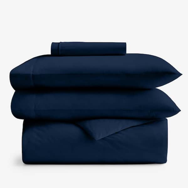 Company Cotton Navy Cotton Percale Queen Duvet Cover & Sheet Bundle