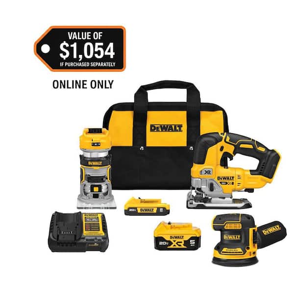 20-Volt Maximum Lithium-Ion Cordless 3-Tool Combo Kit with 2.0 Ah Battery, 5.0 Ah Battery, Charger and Bag