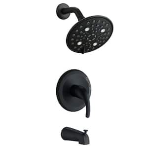 Single Handle 5-Spray Shower Faucet 2.5 GPM with Pressure Balance and Tub Spout Valve Included in Matte Black
