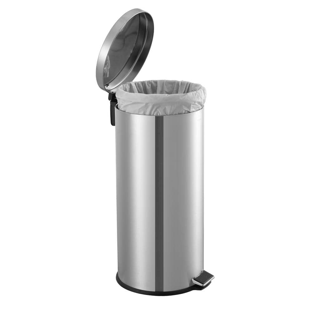 Oscar 8-Gallon Stainless Steel Step-Open Trash Can with Mini Bin