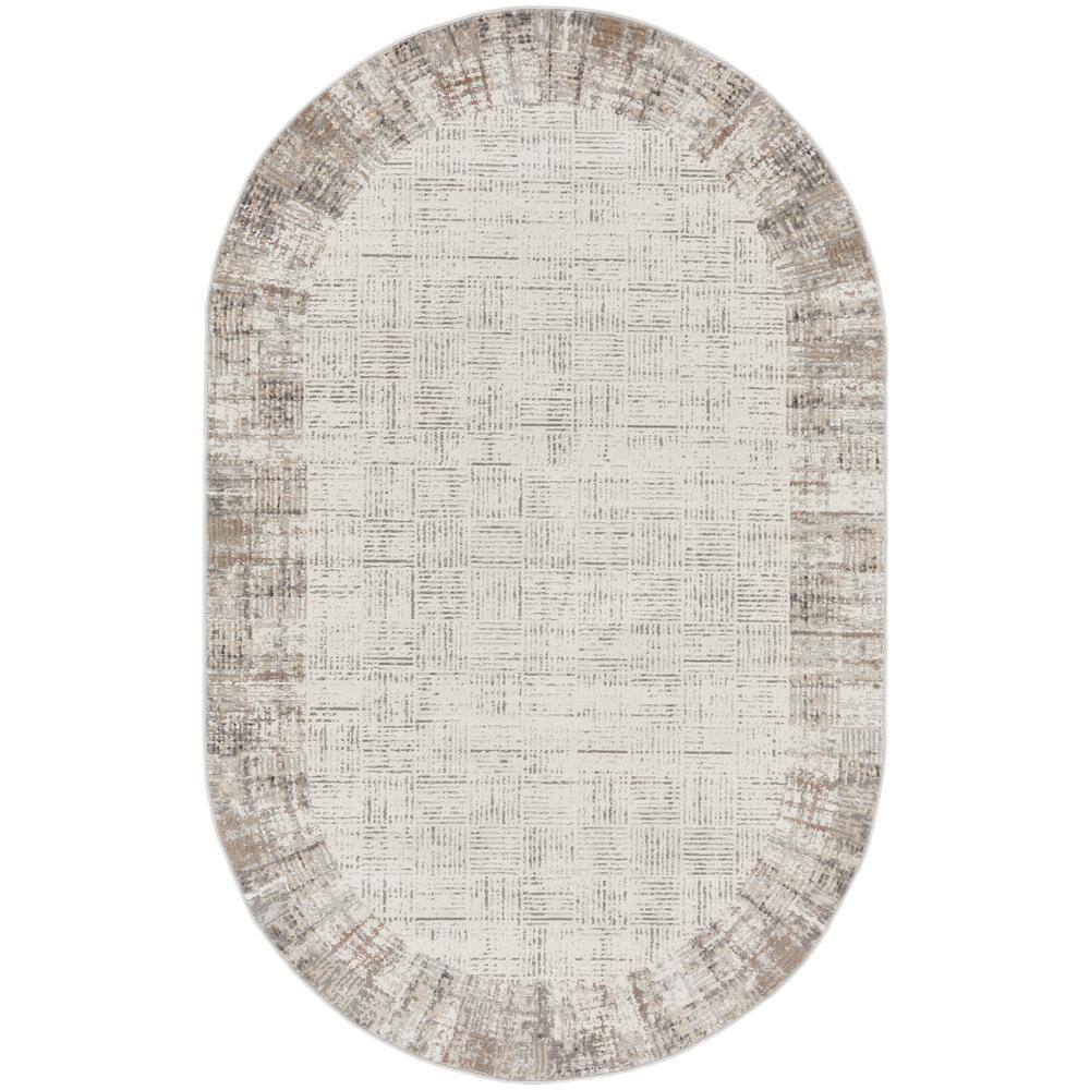 Contemporary Oval Rugs Nourison Elation Ivory Grey 5 ft. x 8 ft. All-over design Contemporary ...