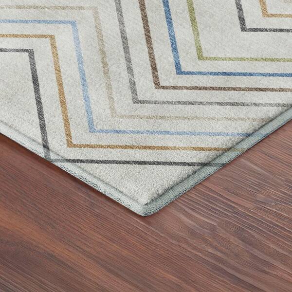 Mayfield Premium Machine Washable Abstract AMF2392 Ivory 10 ft. x 14 ft. Area Rug