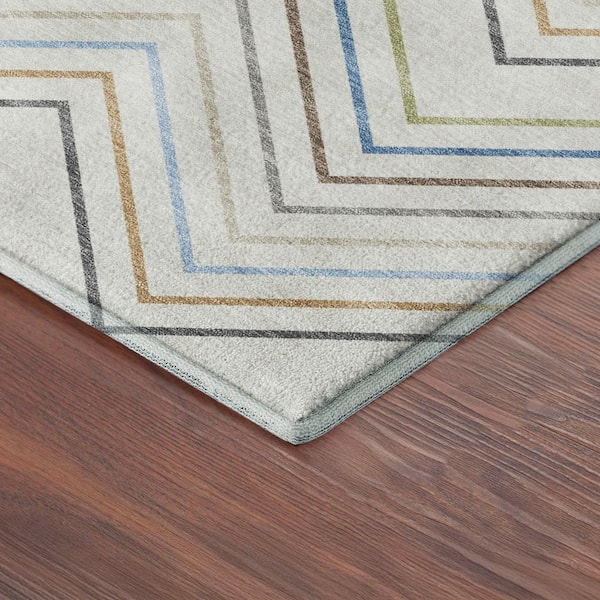 Mayfield Premium Machine Washable Abstract AMF2392 Ivory 2 ft. x 3 ft. Accent Rug