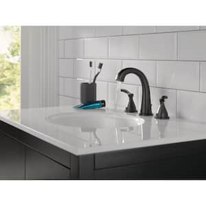 Stryke 8 in. Widespread 2-Handle Bathroom Faucet with Metal Drain Assembly in Matte Black