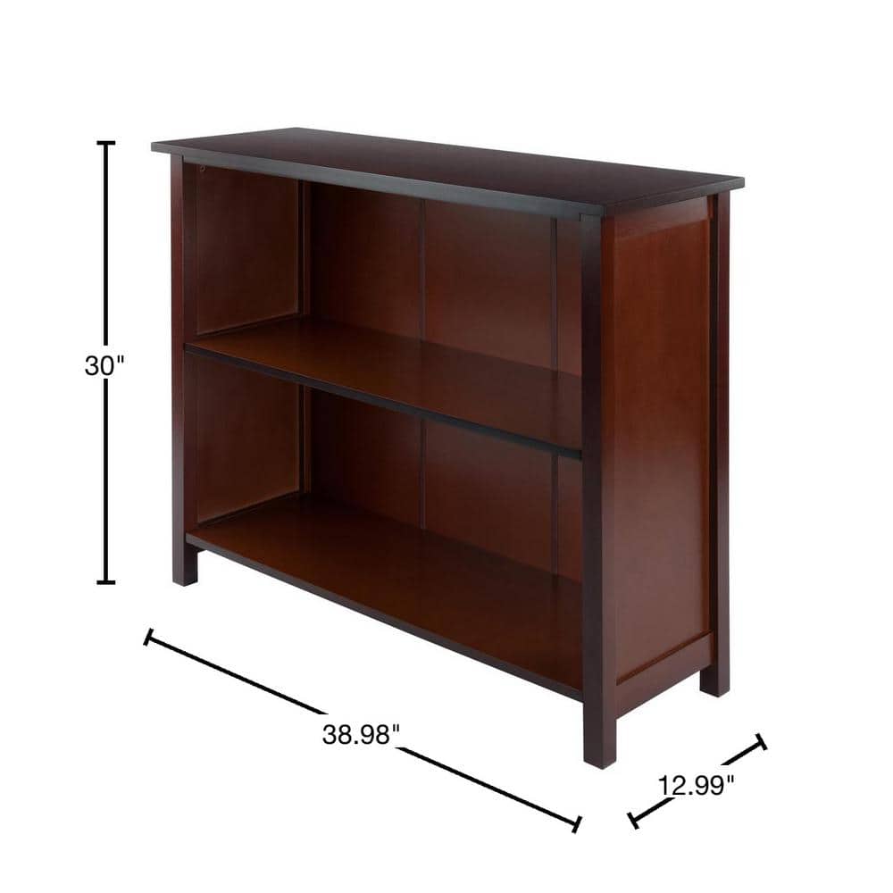 Antique Walnut 3-Tier Long Wooden Storage Shelf