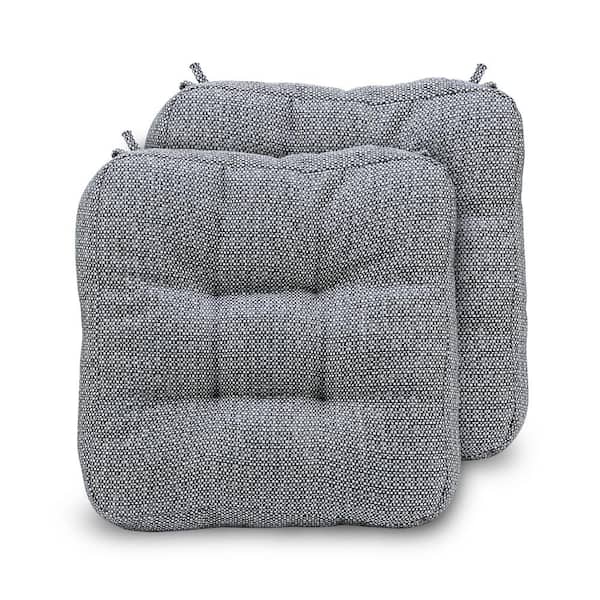 Zeus & Ruta 16.5 in. x 16.5 in. 2-Piece Square Outdoor Dining Chair Cushion with Ties in Dark Gray