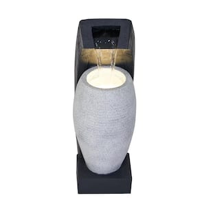 24 in. H Contemporary Vase Water Fountain with Warm White LED