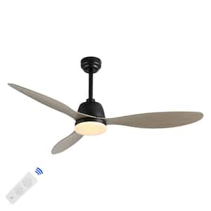 Audie 52 in. 1-Light Classic App/Remote 6-Speed Propeller Integrated Indoor/Outdoor LED Ceiling Fan, Gray Wood Finish