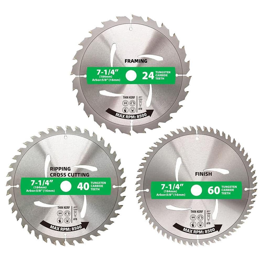 7-1/4 in. TCT Alloy Steel Circular Saw Blades with ATB Design for