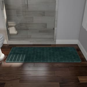 Bath Rug Runner Mat Memory Foam 3D Pebble 48L x 18W - Peacock Blue