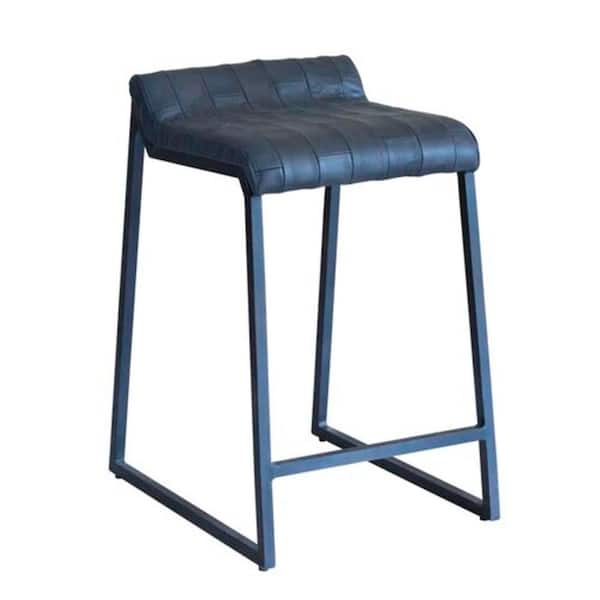 HomeRoots 25 in. Gray Low Back Metal Adjustable Height Bar Chair with Upholstery Seat