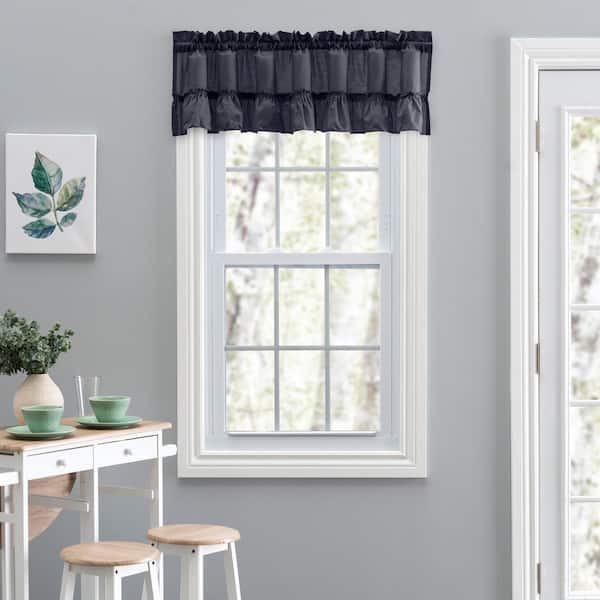 Ellis Curtain Stacey 13 in. L Polyester/Cotton Ruffled Filler Valance in Navy