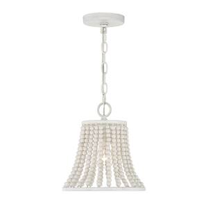 10 in. W x 10 in. H 1-Light Weathered White Pendant Light with Bead Accents
