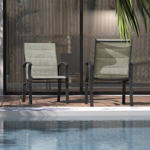 Metal Steel Armset Outdoor Dining Chairs Set of 2