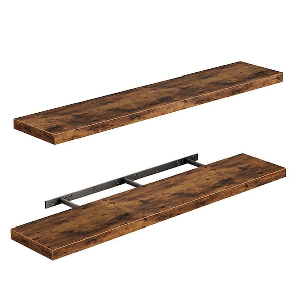 47.2 in. W x 9.45 in. D Rustic Brown Floating Shelves for Wall Set of 2, Long Heavy Duty Decorative Wall Shelf