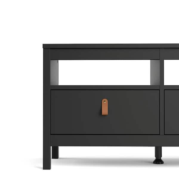 Tvilum Madrid 60 in. Black Matte TV Stand with 3 Storage-Drawers Fits TV's  up to 55 in. with Cable Management 79668gmgm - The Home Depot