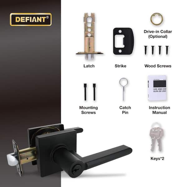 Defiant Tonebridge Matte Black Keyed Entry Door Handle with Square