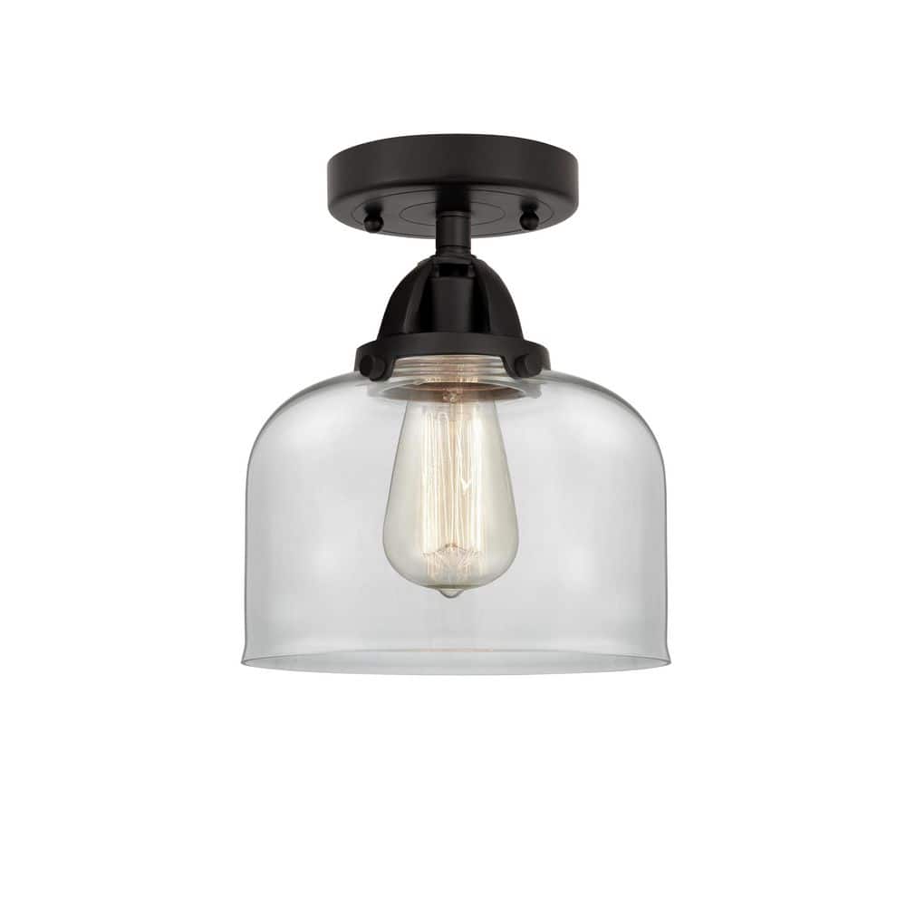 Bell 8 in. 1-Light Matte Black Industrial Semi-Flush Mount with Clear Glass Shade price history on PriceWatchPro