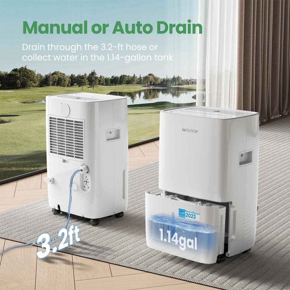 Waykar White 120-Pint Energy Star Portable Dehumidifier with Bucket