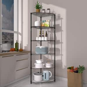 6-Tier Heavy Duty Steel Wire Corner Shelving Unit in Black (20 in. W x 20 in. H x 72 in. D)