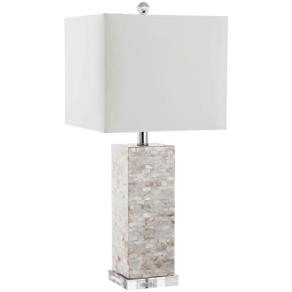 silver lamp with cream shade