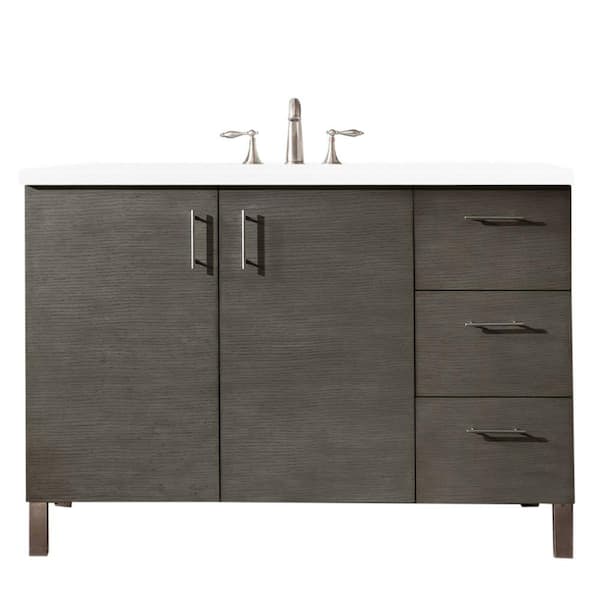James Martin Vanities Metropolitan 48.0 in. W x 23.5 in. D x 33.8 in. H Bathroom Vanity in Silver Oak with White Zeus Quartz Top