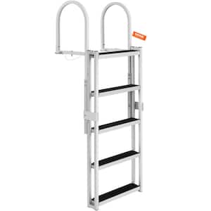 5-Step Retractable Dock Ladder 350 lbs. Pontoon Boat Ladder w/66.9 to 78.9 in. Adjustable Height for Above Ground Pool