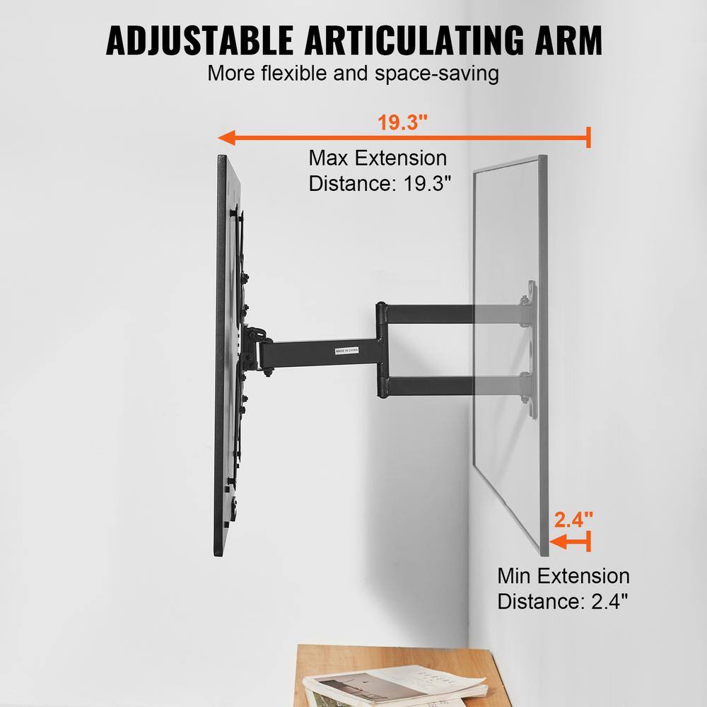 Black Carbon Steel Full Motion Wall TV Mount for 26-55 inch TVs