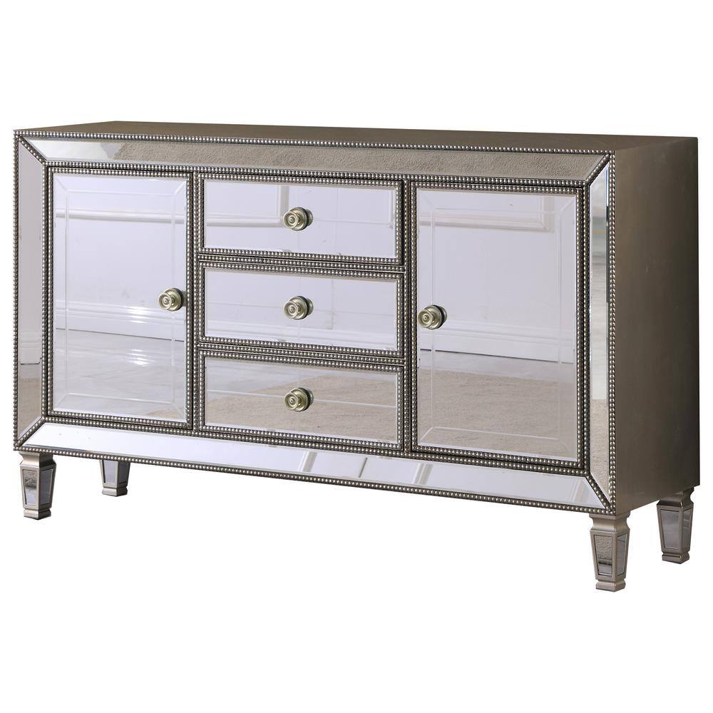 Best Master Furniture Brissa 60 in. Silver Mirrored Sideboard BM2001C The Home Depot
