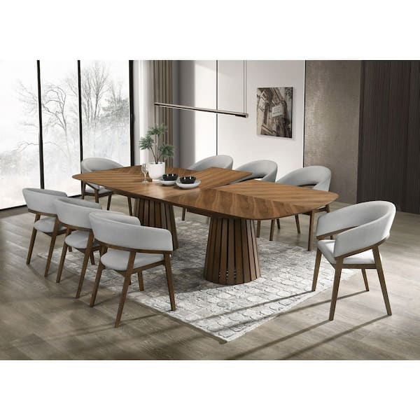 Modrest Truman Mid-Century Modern Grey and Walnut Fabric Arm Chair