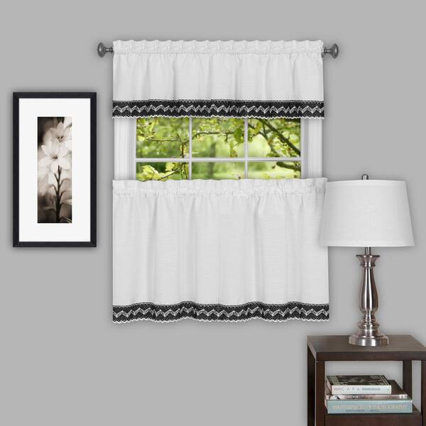 White Rod Pocket Sheer Curtain 57, Black White Sheer Curtains