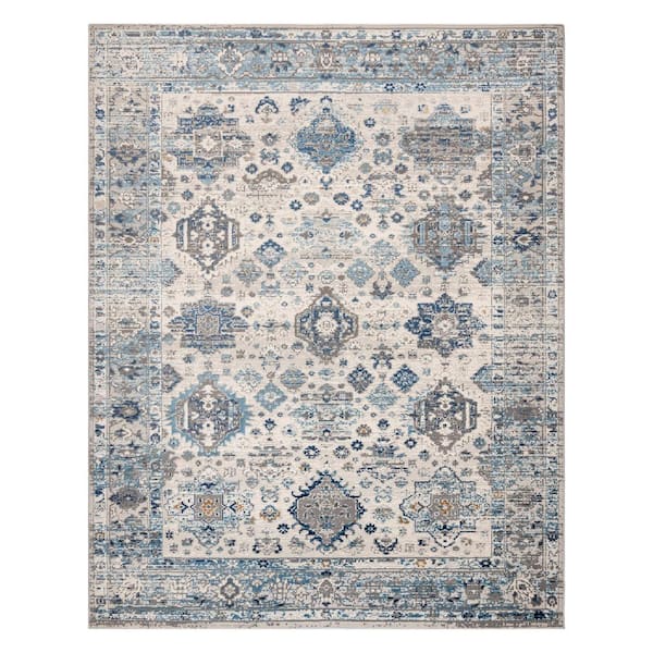 Gertmenian Baku Nevaeh Blue 9 ft. x 13 ft. Oriental Indoor Area Rug