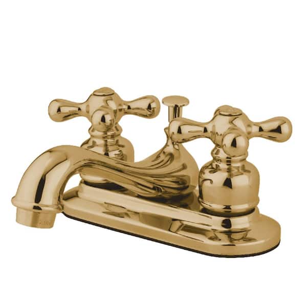 Kingston Brass Restoration 4 in. Centerset 2-Handle Bathroom Faucet in Polished Brass