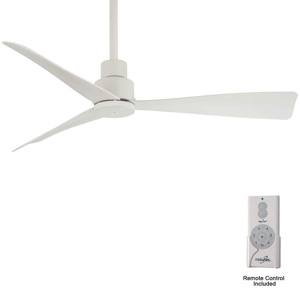 MINKA-AIRE Simple 52 in. Indoor/Outdoor Flat White Ceiling Fan with Remote  Control F787-WHF The Home Depot