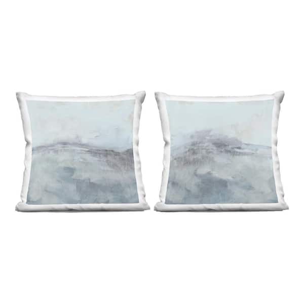 Misty Horizon View Gray Print Zipper Polyester 18 in. X 18 in. Throw Pillow Set of 2