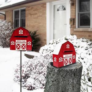 54 in. Tall Metal Letters to Santa Red Barnhouse Mailbox Garden Stake