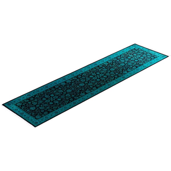 Overdyed Black 2 ft. 7 in. x 10 ft. 2 in. Wool Indoor Area Rug