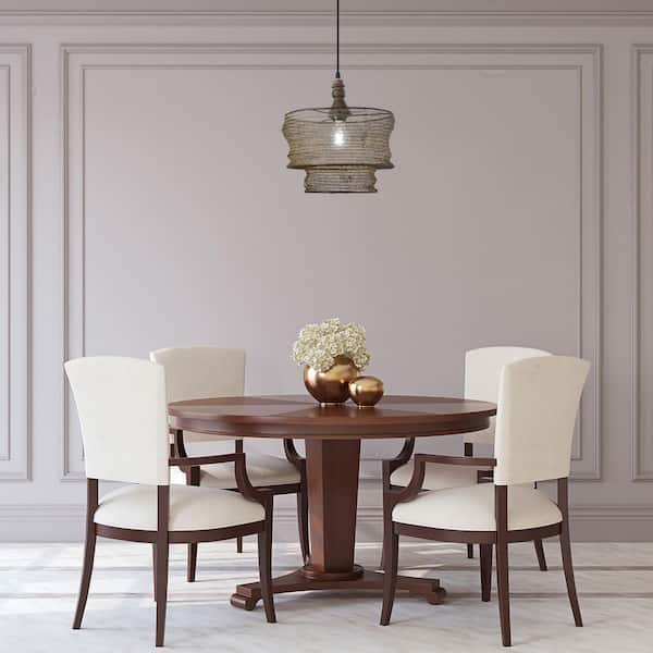 Talia 1-Light Bronze Shaded Pendant with Metallic and Brown Metal and Wood Drum Shade