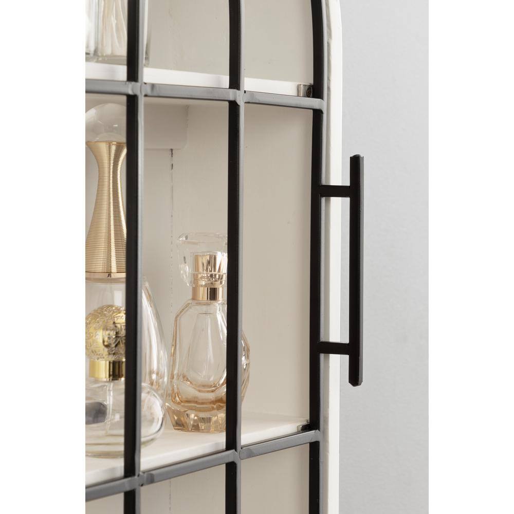 Arched White and Black Wood Floating Wall Cabinet
