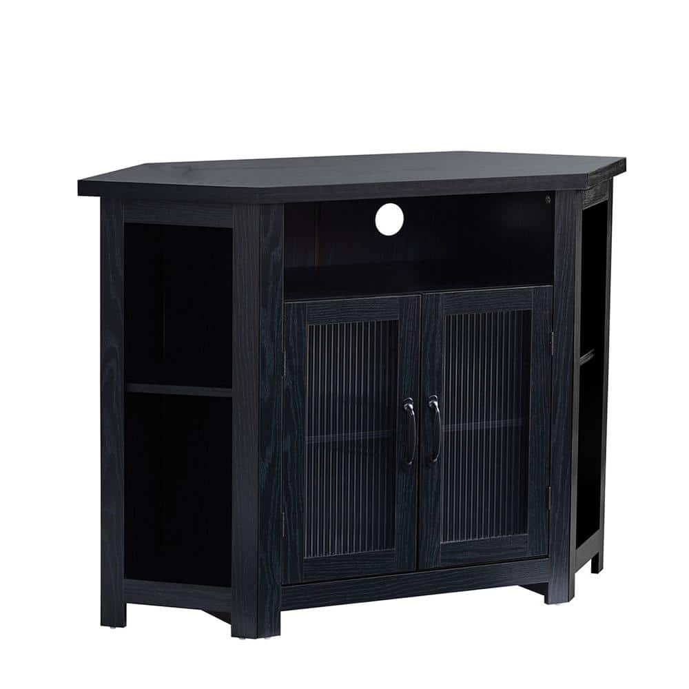 44.09 in. W x 18.11 in. D x 31.29 in. H Bathroom Black Linen Cabinet